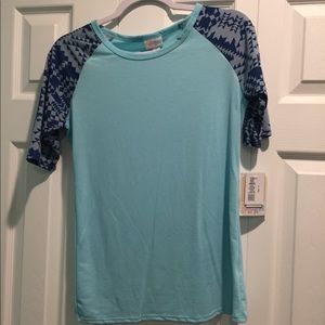 NWT Lularoe GiGi Teal with Pattern Sleeve